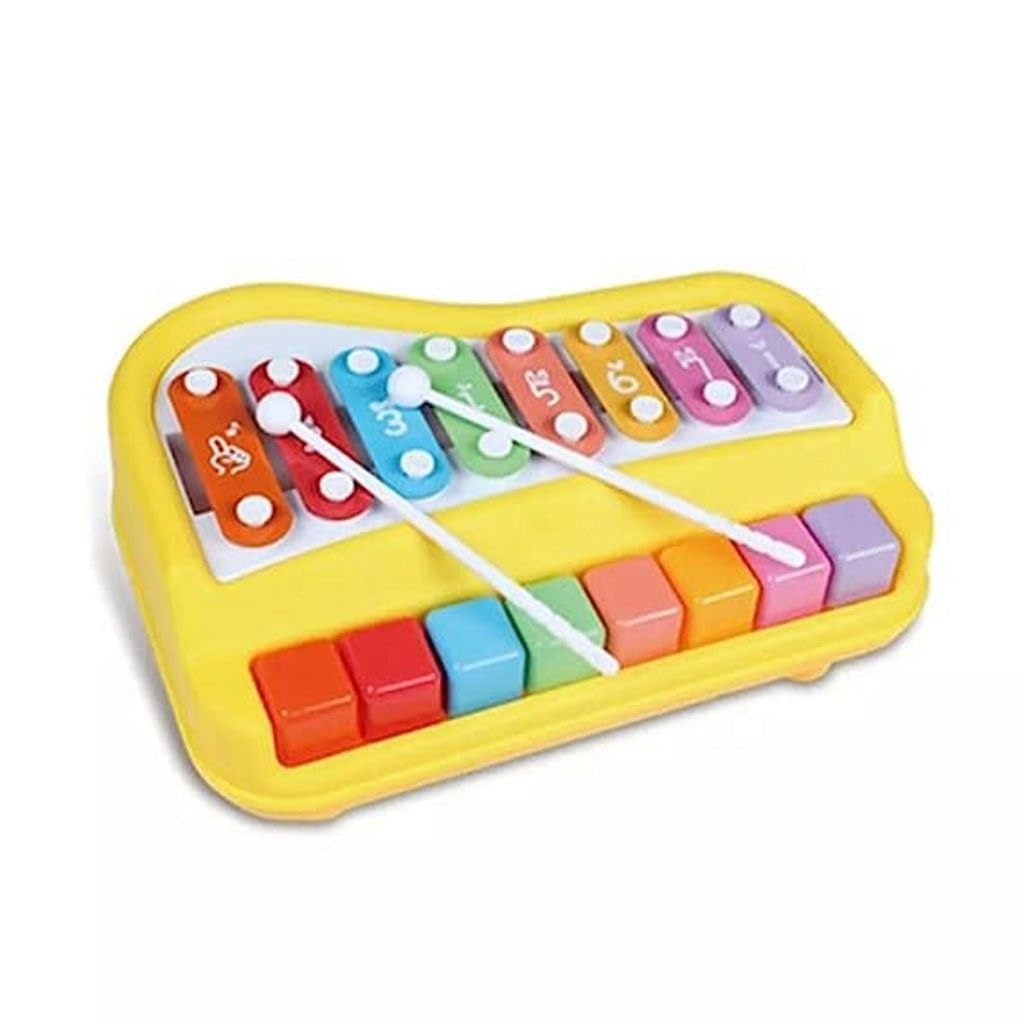 Quirky Kidz 2 in 1 Xylophone for Kids Baby Piano, Musical Learning Toy for Kids & Toddlers 1-3 Years - 8 Keys, Preschool Educational Instrument for Boys & Girls - Keyboard & Drums Combo