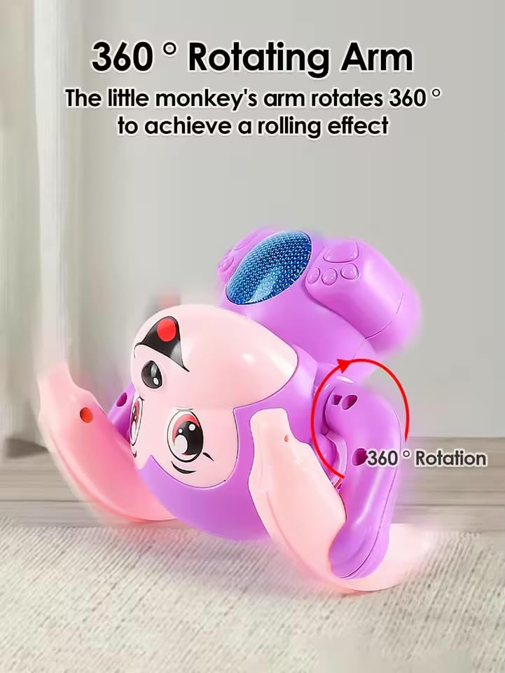 Quirky Kidz Dancing Monkey Musical Toy – Baby Tumble Doll with Voice Control, Rolling Action, Music, Lights & Sound Sensor, ISI Certified – Multicolor