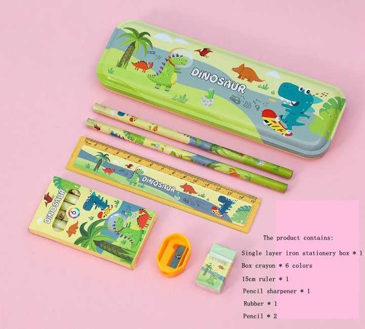 Quirky Kidz Stationery Kit Set for School Kids – Birthday Gift for Girls & Boys | Includes Pencil, Scale, Eraser, Sharpener, Crayon Set, Compass Box| Fun Multicolor Back-to-School Supply Set