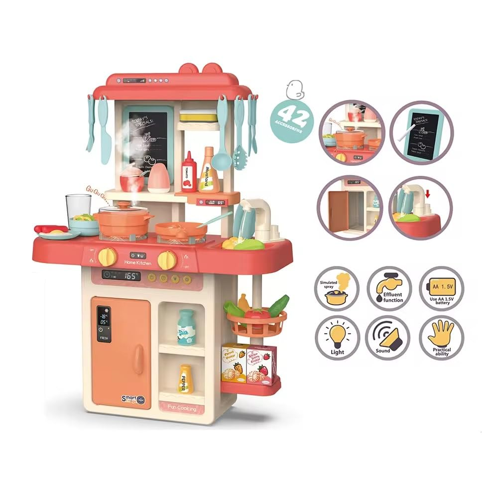 Quirky Kidz 3-in-1 Portable Pretend Kitchen Play Set – Cooking Toy with Food Accessories for Kids | Role Play Party Set for Boys & Girls | Plastic Educational Toy for Toddlers