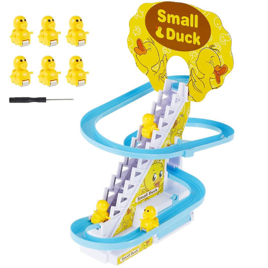 Quirky Kidz Duck Slide Toy Set – Automatic Stair-Climbing Duck Race Track with Lights & Music, Escalator Slide Toy for Toddlers & Kids, Duck Track Play Set