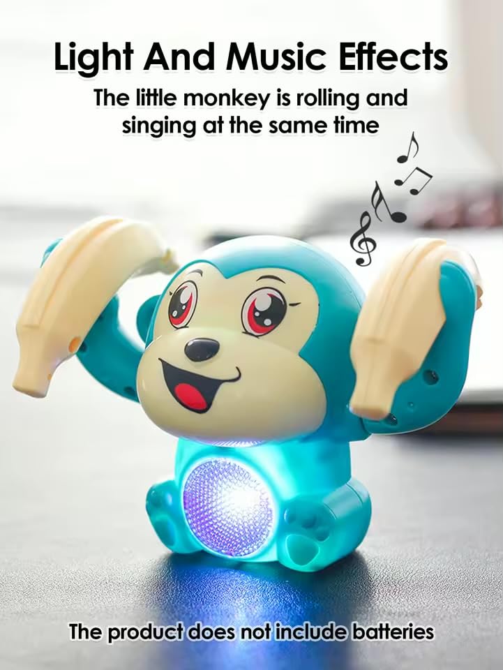 Quirky Kidz Dancing Monkey Musical Toy – Baby Tumble Doll with Voice Control, Rolling Action, Music, Lights & Sound Sensor, ISI Certified – Multicolor