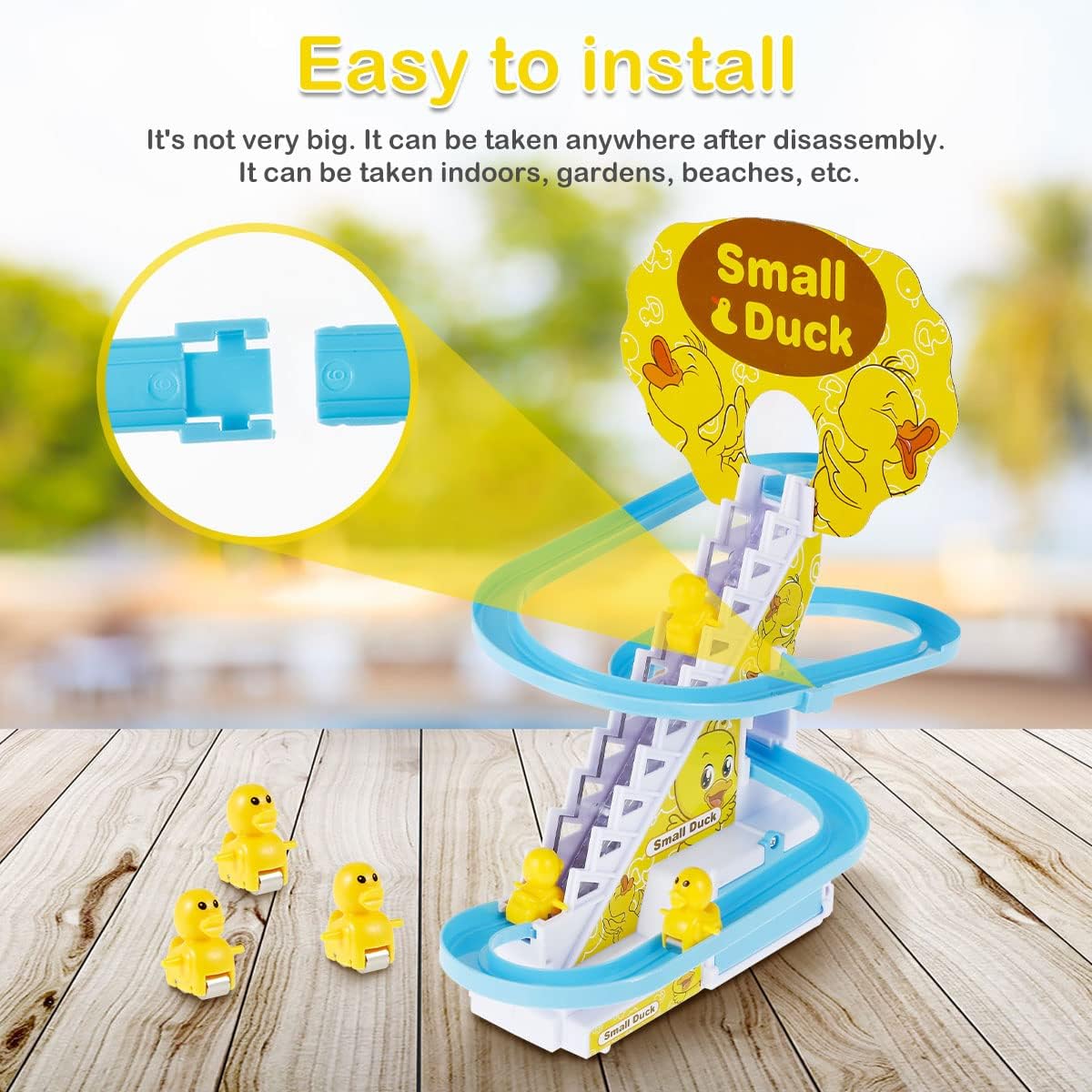 Quirky Kidz Duck Slide Toy Set β Automatic Stair-Climbing Duck Race Track with Lights & Music, Escalator Slide Toy for Toddlers & Kids, Duck Track Play Set