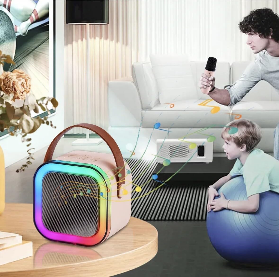 Quirky Kidz Rechargeable Karaoke Mic with Speaker – Wireless Bluetooth Microphone with LED Lights, Portable Mini Singing Toy for Kids, Boys, Girls & Adults