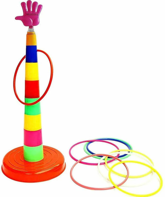 Quirky Kidz 2-in-1 Ring Toss Game for Toddlers – Shape Sorter & Color Recognition Activity Toy – Indoor Outdoor Aim & Throw Game – Multicolor