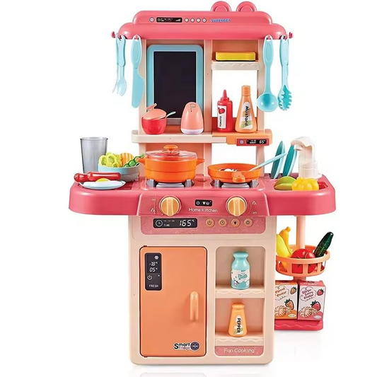 Quirky Kidz 3-in-1 Portable Pretend Kitchen Play Set – Cooking Toy with Food Accessories for Kids | Role Play Party Set for Boys & Girls | Plastic Educational Toy for Toddlers