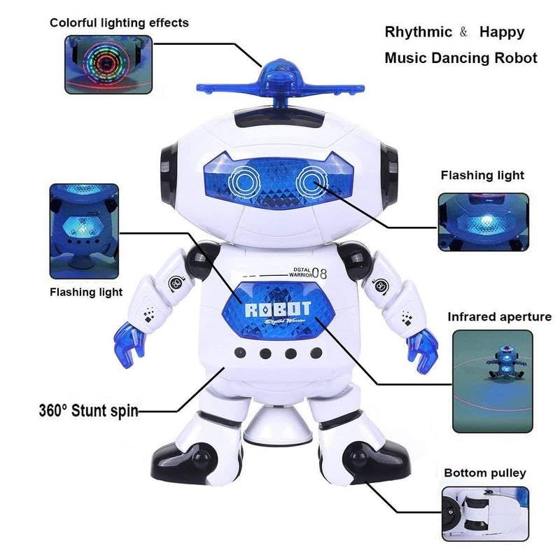 Quirky Kidz Bot Robot Pioneer – Dancing Robot Toy with Colorful Lights, Music & 360° Movement for Boys & Girls, Fun Interactive Toy (Color May Vary)