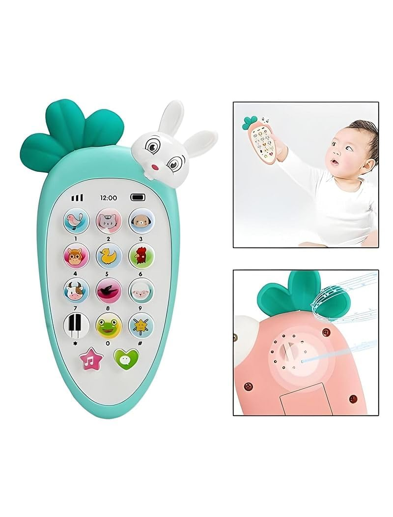 Quirky Kidz Radish Style Rabbit Face Toy Phone – Pretend Play Cell Phone for Toddlers with Lights, Music & Ringtones, Birthday Gift for Boys & Girls (Multicolor)