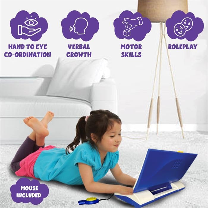 Quirky Kidz Educational Laptop Toy for Kids Age 3+ - 20 Learning Activities Including Alphabet, Math, Logic, Music & Games | Interactive Educational Computer Toy - Blue