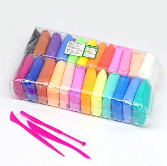 Quirky Kidz 24 Pcs Air Dry Clay for Kids – Soft Modeling Clay with 6 Sculpting Tools, Creative Art & Craft Play Dough Set, Birthday Return Gift for Boys & Girls (Colors May Vary)