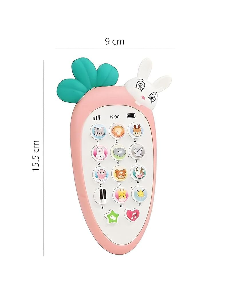 Quirky Kidz Radish Style Rabbit Face Toy Phone – Pretend Play Cell Phone for Toddlers with Lights, Music & Ringtones, Birthday Gift for Boys & Girls (Multicolor)