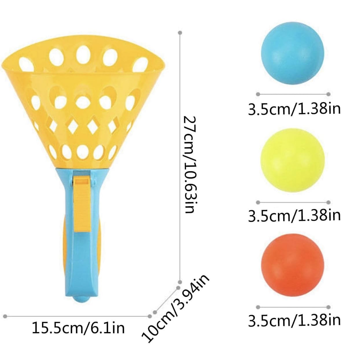 Quirky Kidz Click and Catch Twin Ball Launcher Game with 3 Balls | Indoor Outdoor Toy Set | Pop & Catch Ball Play Fun for Boys & Girls - Multicolor