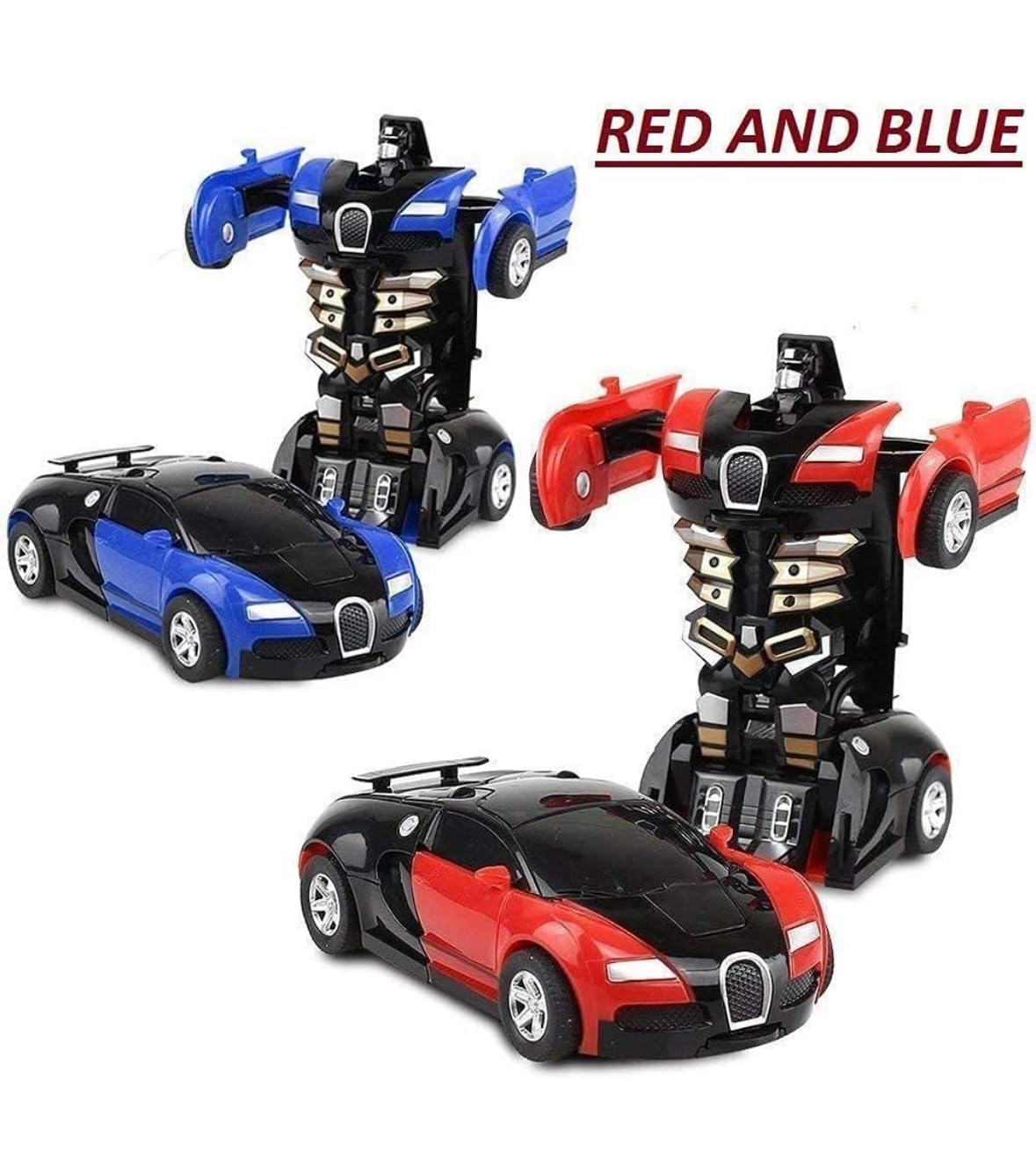 Quirky Kidz 2-in-1 Transforming Robot Car Toy for Kids | Battery Operated | Automatic Conversion | Lights & Sound | Indoor & Outdoor Play | Age 3+ (Pack of 1)