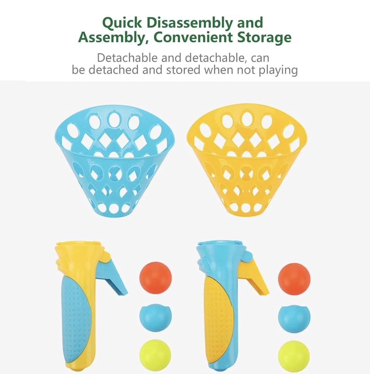 Quirky Kidz Click and Catch Twin Ball Launcher Game with 3 Balls | Indoor Outdoor Toy Set | Pop & Catch Ball Play Fun for Boys & Girls - Multicolor