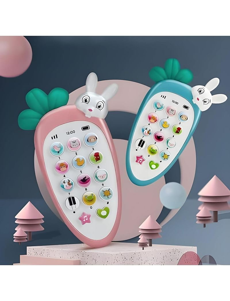 Quirky Kidz Radish Style Rabbit Face Toy Phone – Pretend Play Cell Phone for Toddlers with Lights, Music & Ringtones, Birthday Gift for Boys & Girls (Multicolor)