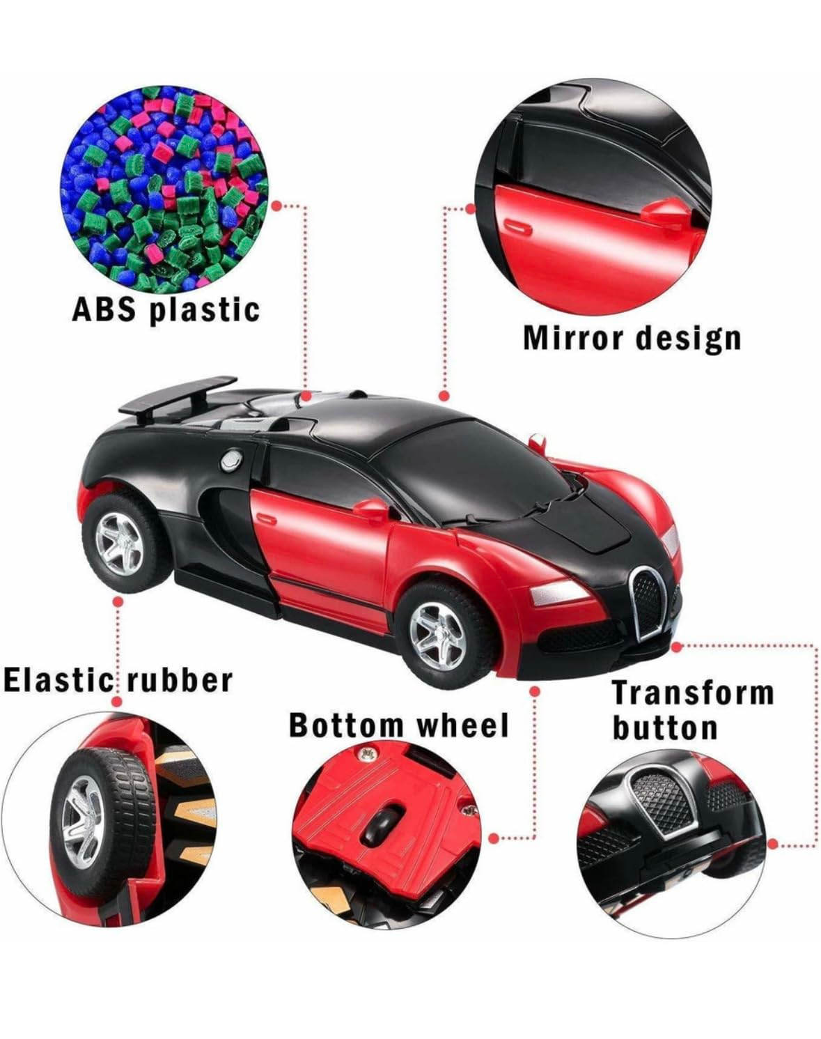 Quirky Kidz 2-in-1 Transforming Robot Car Toy for Kids | Battery Operated | Automatic Conversion | Lights & Sound | Indoor & Outdoor Play | Age 3+ (Pack of 1)