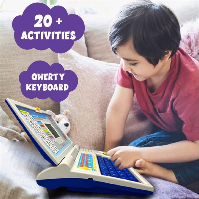 Quirky Kidz Educational Laptop Toy for Kids Age 3+ - 20 Learning Activities Including Alphabet, Math, Logic, Music & Games | Interactive Educational Computer Toy - Blue
