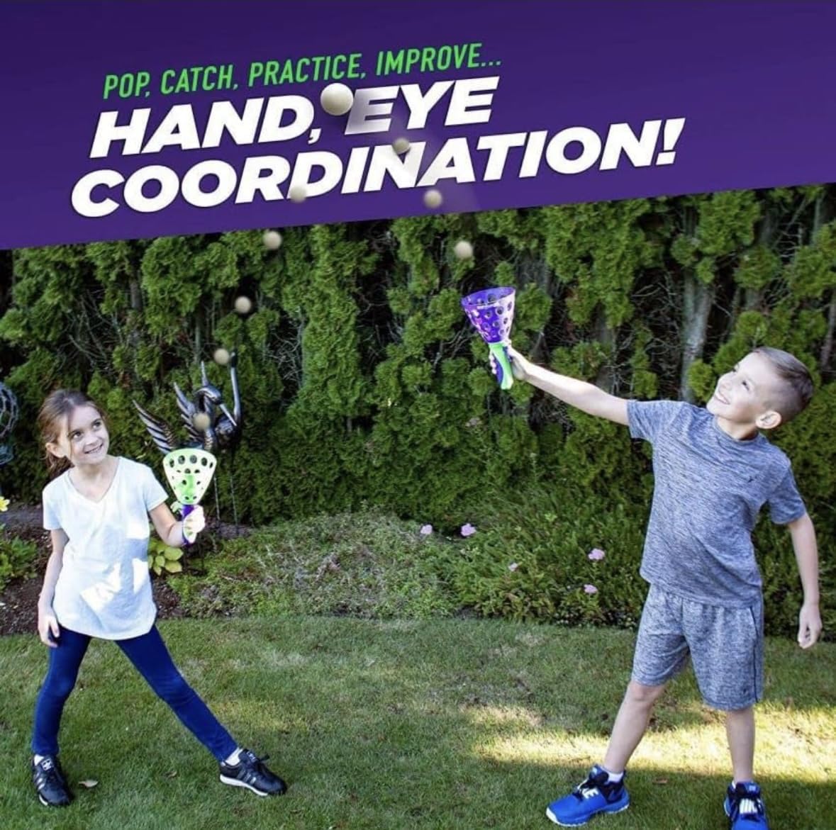 Quirky Kidz Click and Catch Twin Ball Launcher Game with 3 Balls | Indoor Outdoor Toy Set | Pop & Catch Ball Play Fun for Boys & Girls - Multicolor