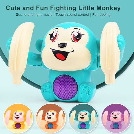 Quirky Kidz Dancing Monkey Musical Toy – Baby Tumble Doll with Voice Control, Rolling Action, Music, Lights & Sound Sensor, ISI Certified – Multicolor